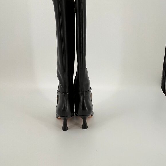 Coach Raquel Leather Tall Boots Size 9B Black Zip Closure Mid Heel CW985 - Picture 6 of 16